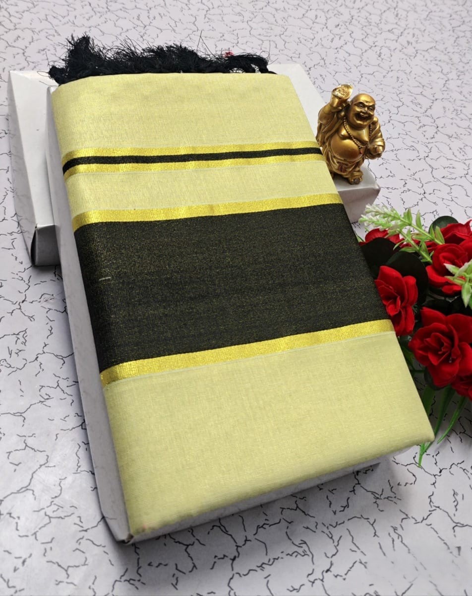 Classic Plain Zari Border Kerala Cotton Saree